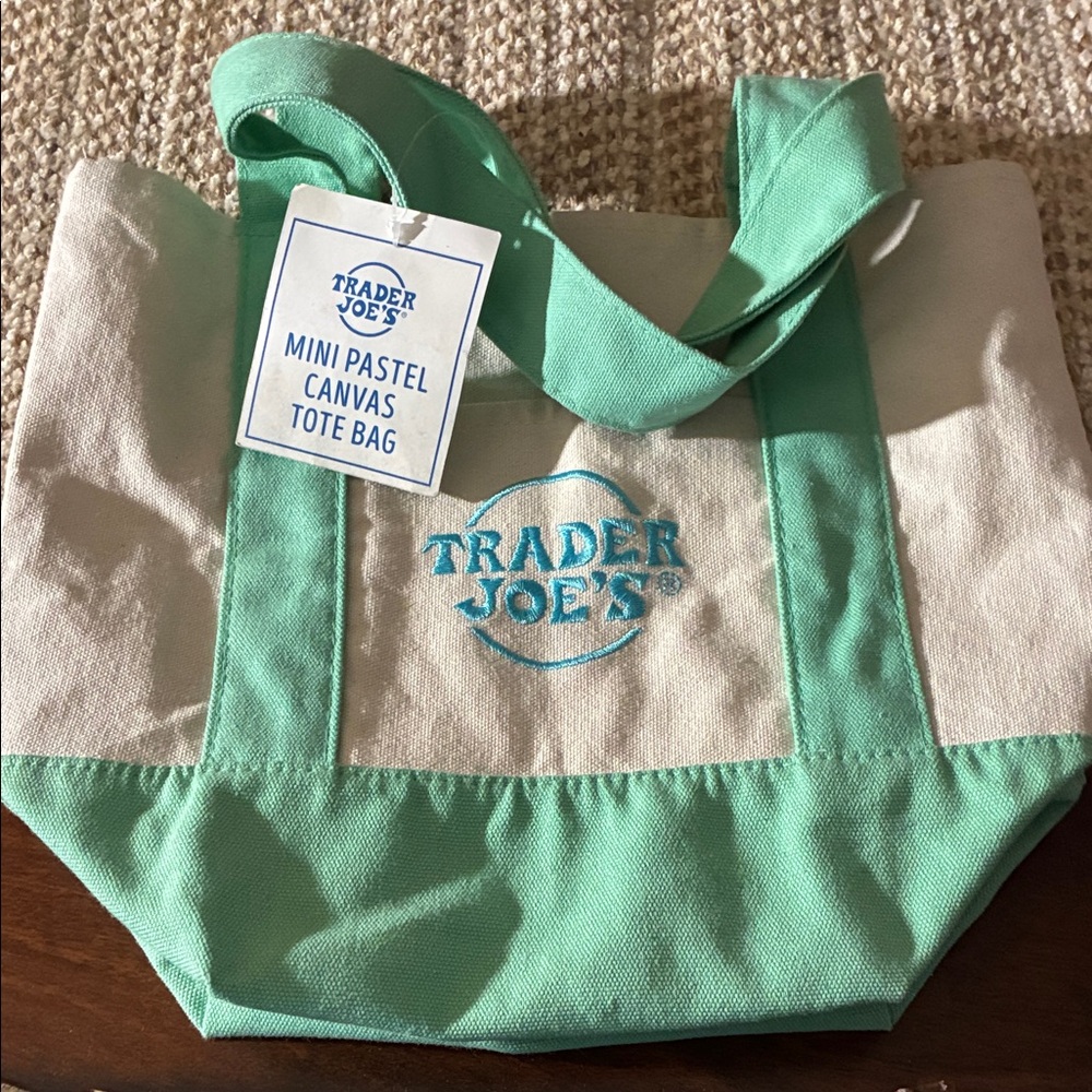 Trader Joe's Mint Canvas Tote Bag - Picture 2 of 2